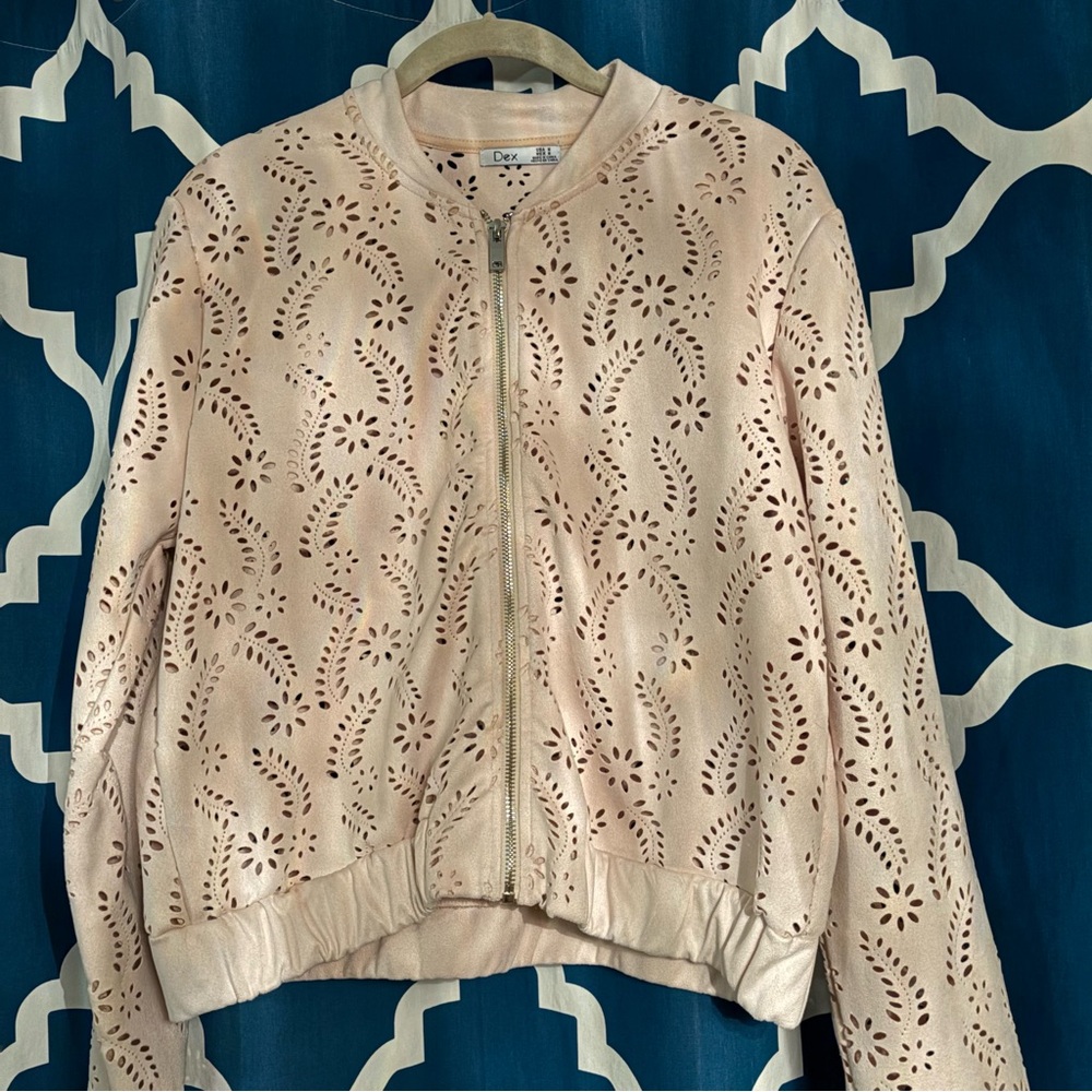 Dex Blush Eyelet Bomber Jacket